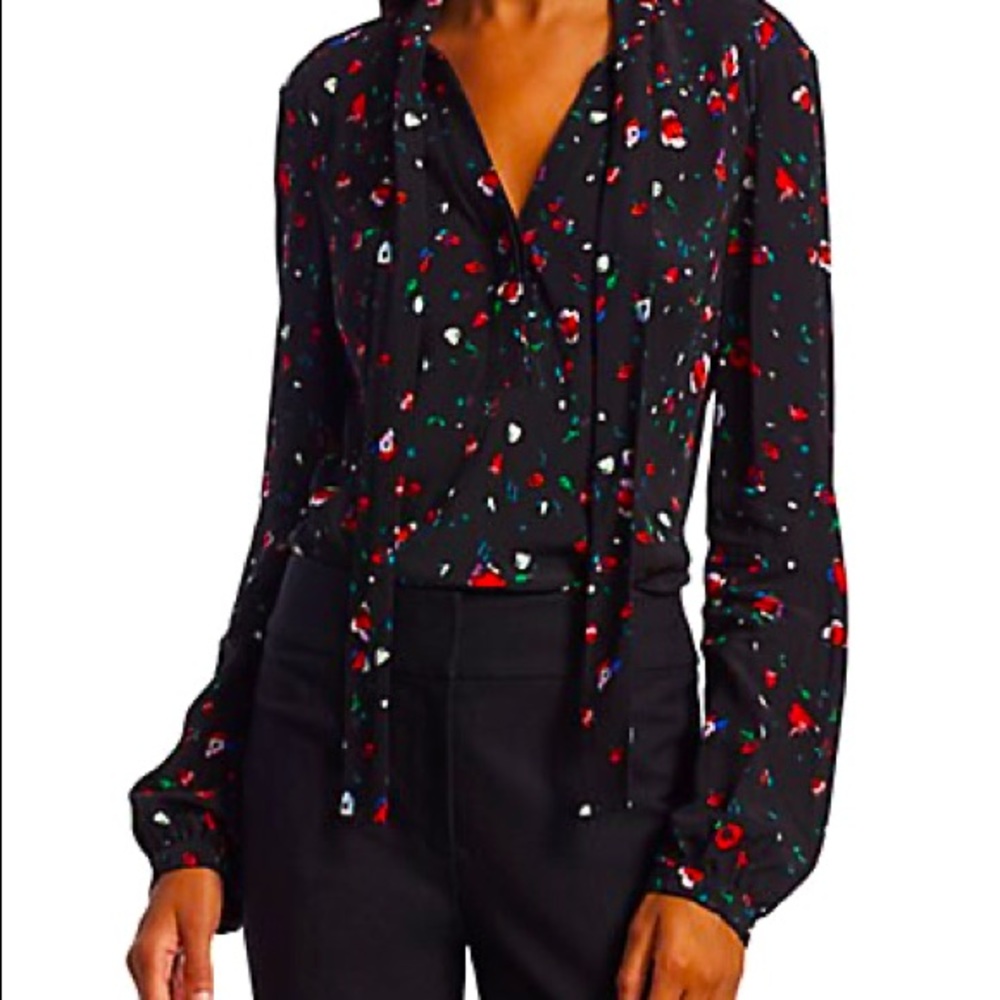 Derek Lam 10 Crosby Evadne Floral Tie Neck size 2